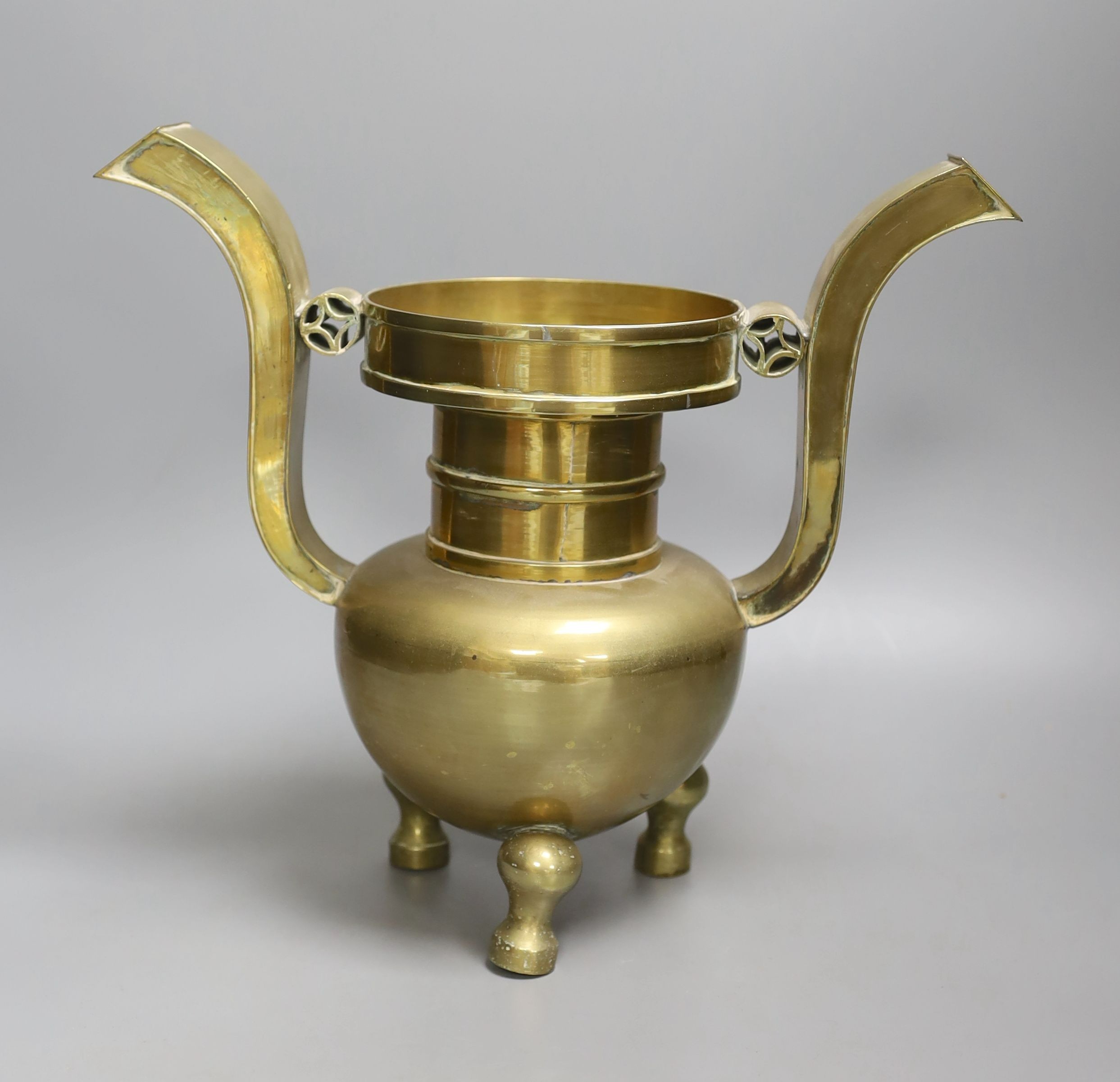 A large Chinese bronze censer - 30cm tall